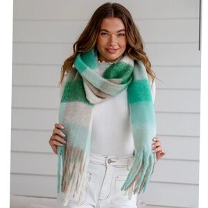 New Mohair Scarf Mint Green Soft Cozy Winter Wrap 210x40cm